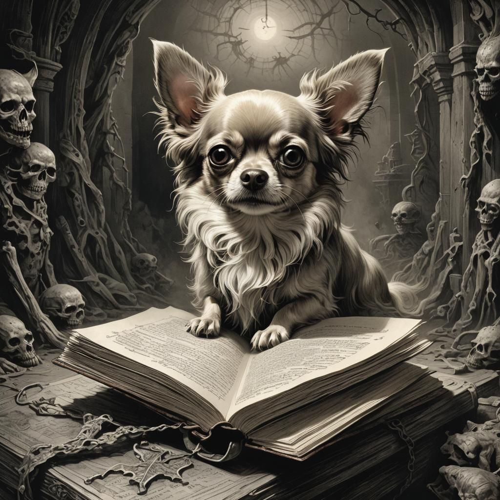 Horror Story Book Featuring Long-Haired Chihuahua