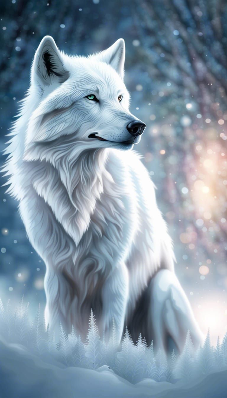 Icy White Wolf: A Crystalline Beauty