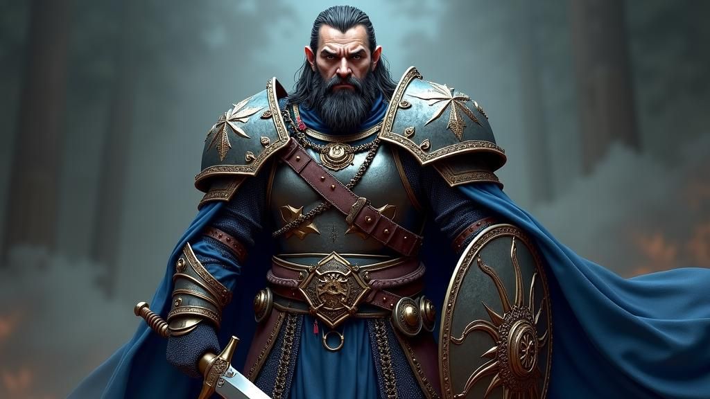 Half-Orc Warrior in Gleaming Armor