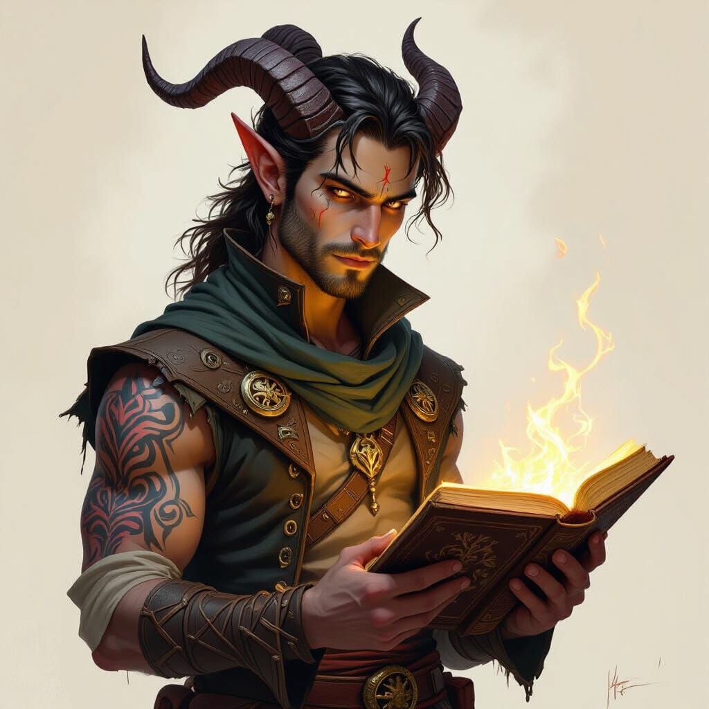 Tiefling Psi Warrior Scribe in Forgotten Realms