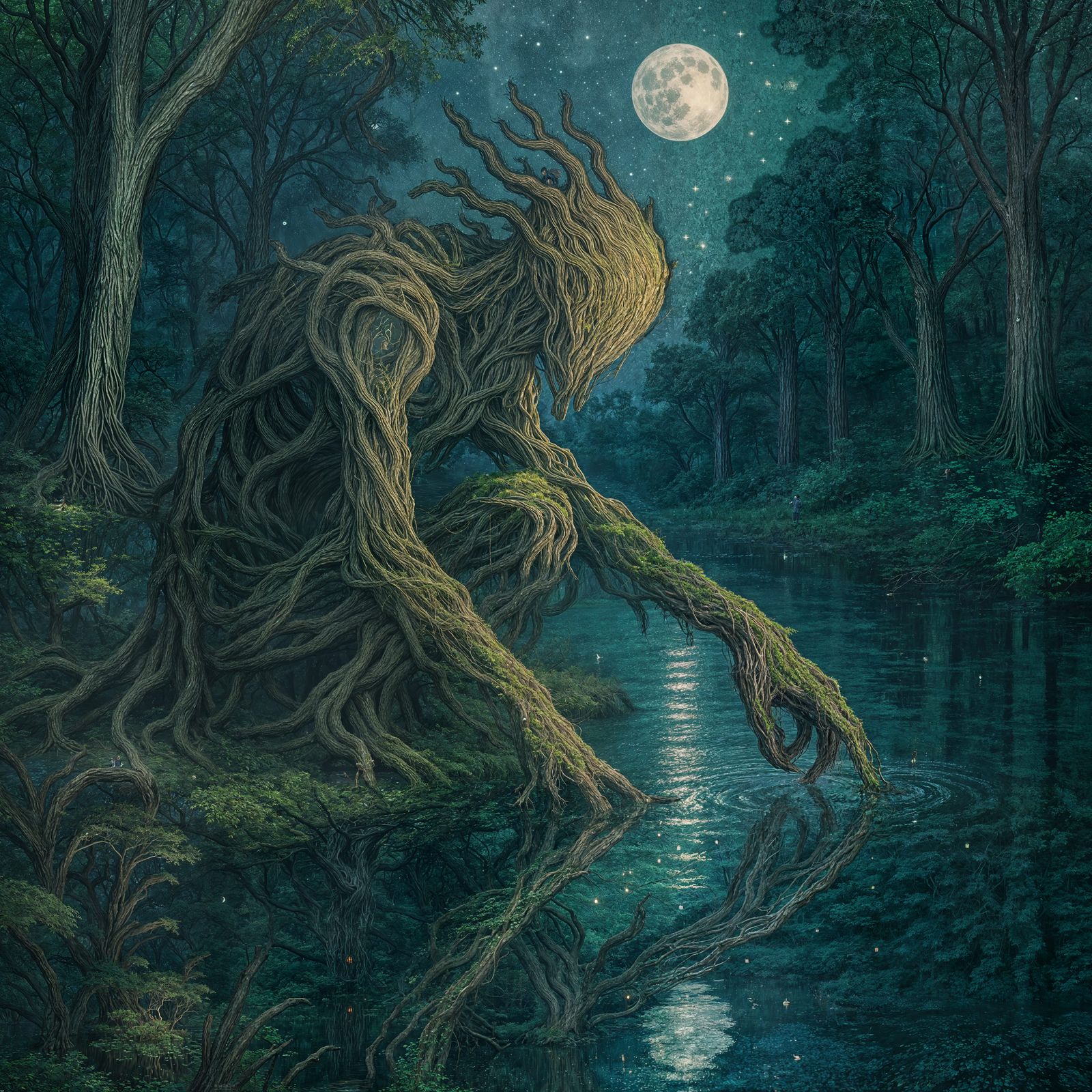 Enchanted Forest Guardian in Splendid Moonlight