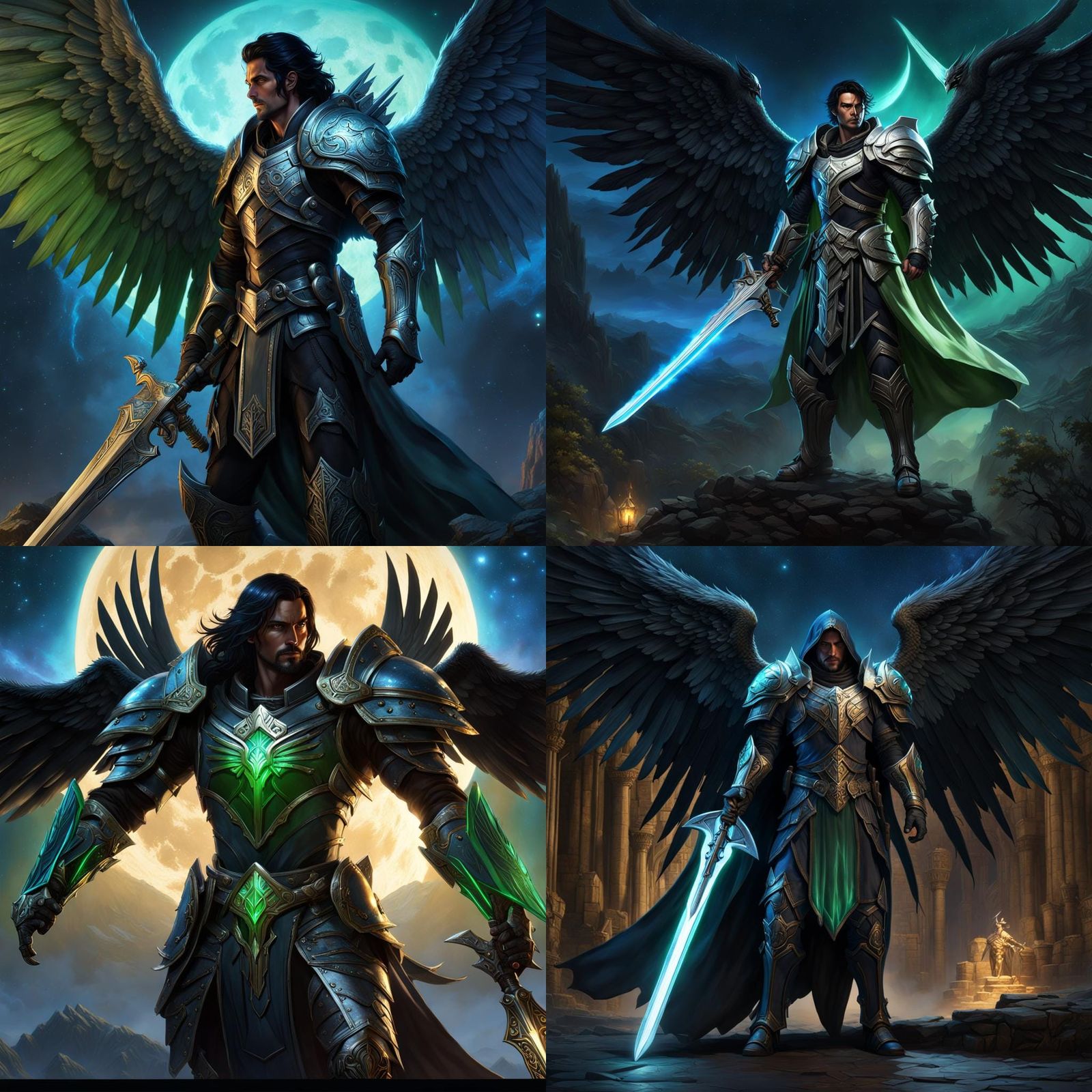 Aasimar Paladin with Skeletal Wings, Dark Fantasy Art