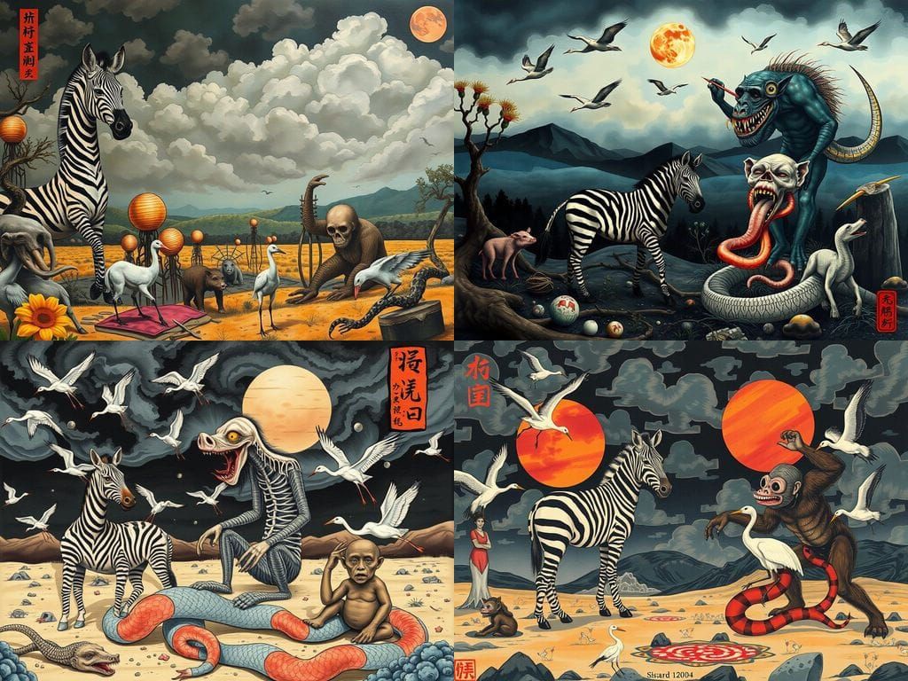 Mutant Zebra Alien Orangutan in Post-Apocalyptic Squalor