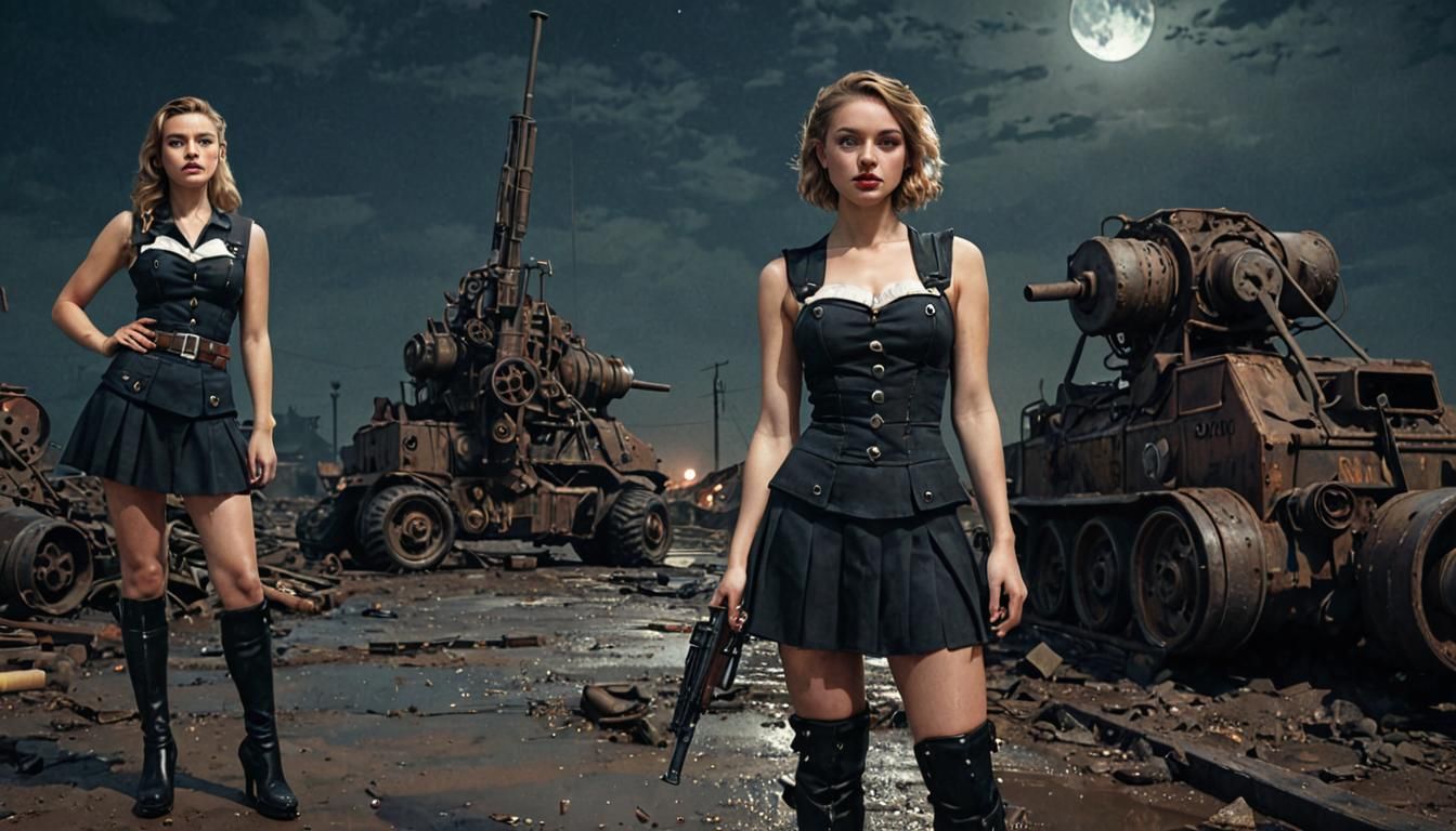 Dieselpunk Wasteland: Girls and Machine Gun