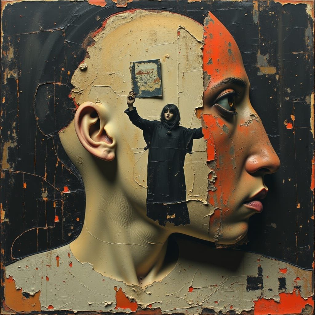 Moody Abstract Person on Stage in Contexture Style