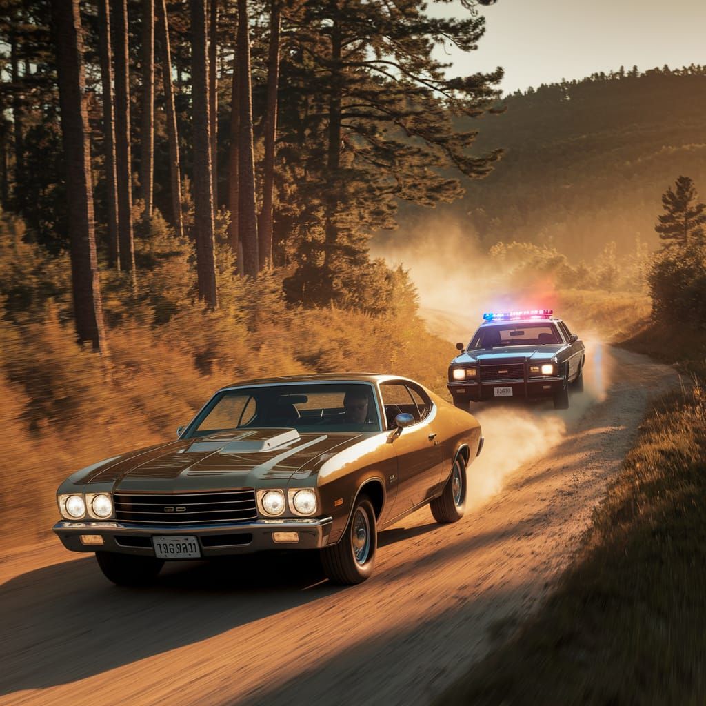 Gold Chevy Malibu Speeds Down Rural Georgia Road in High-Spe...