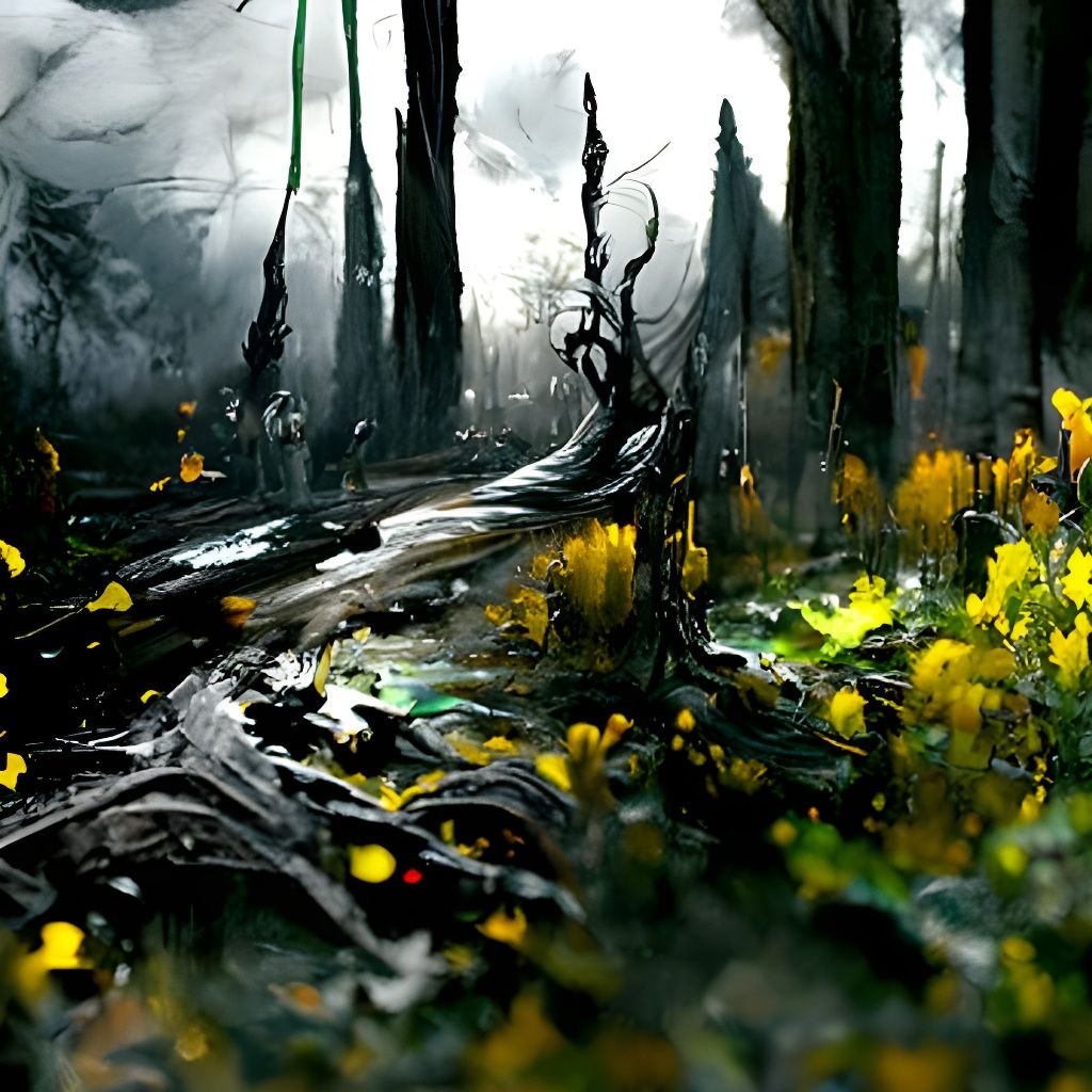 Ominous Forest: Impressionist Oil and Gouache Painting