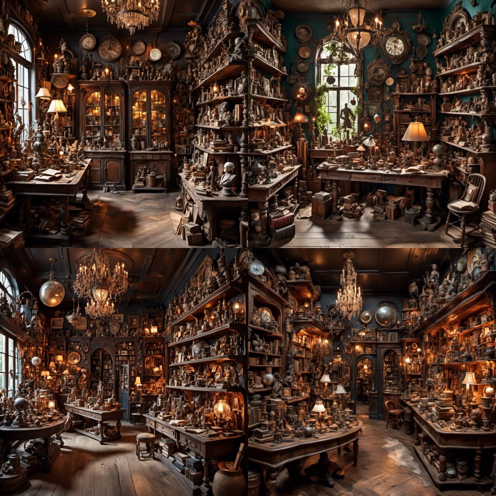 Eerie Antique Shop Interior with Spooky Relics