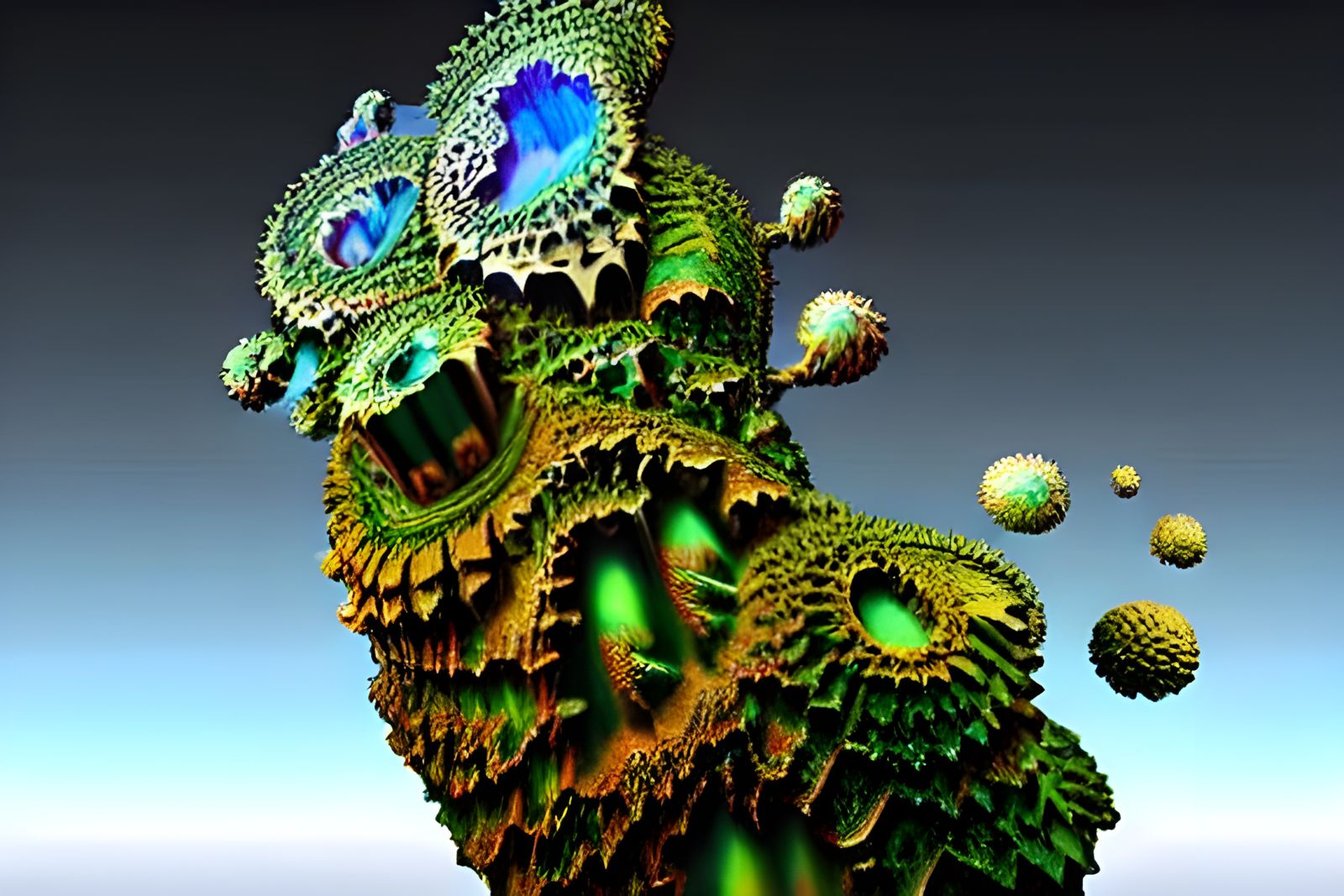 Iridescent 3D Fractal Sculptures in Liminal Style