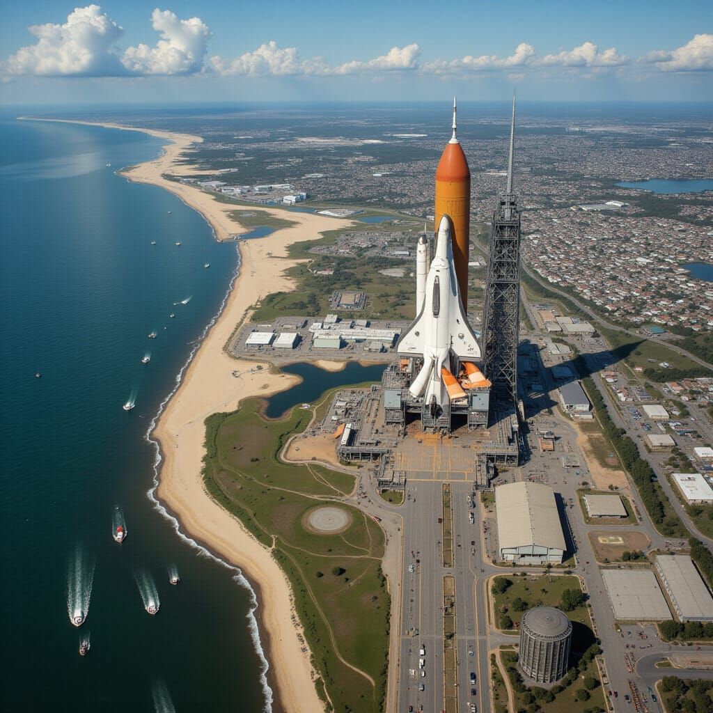 Bird's-Eye View of Space Shuttle Launch