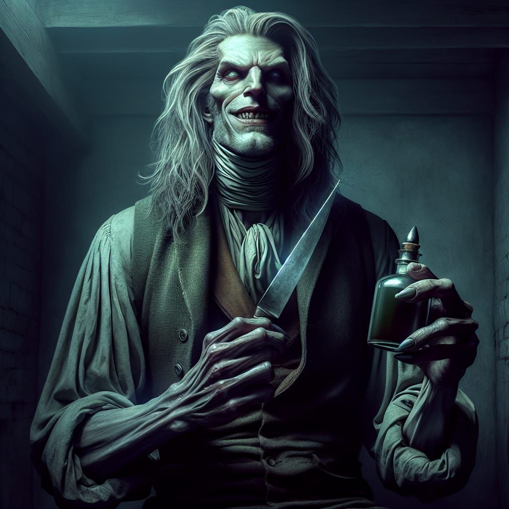 Unsettling Pallid Man in Basement: Horror Scene