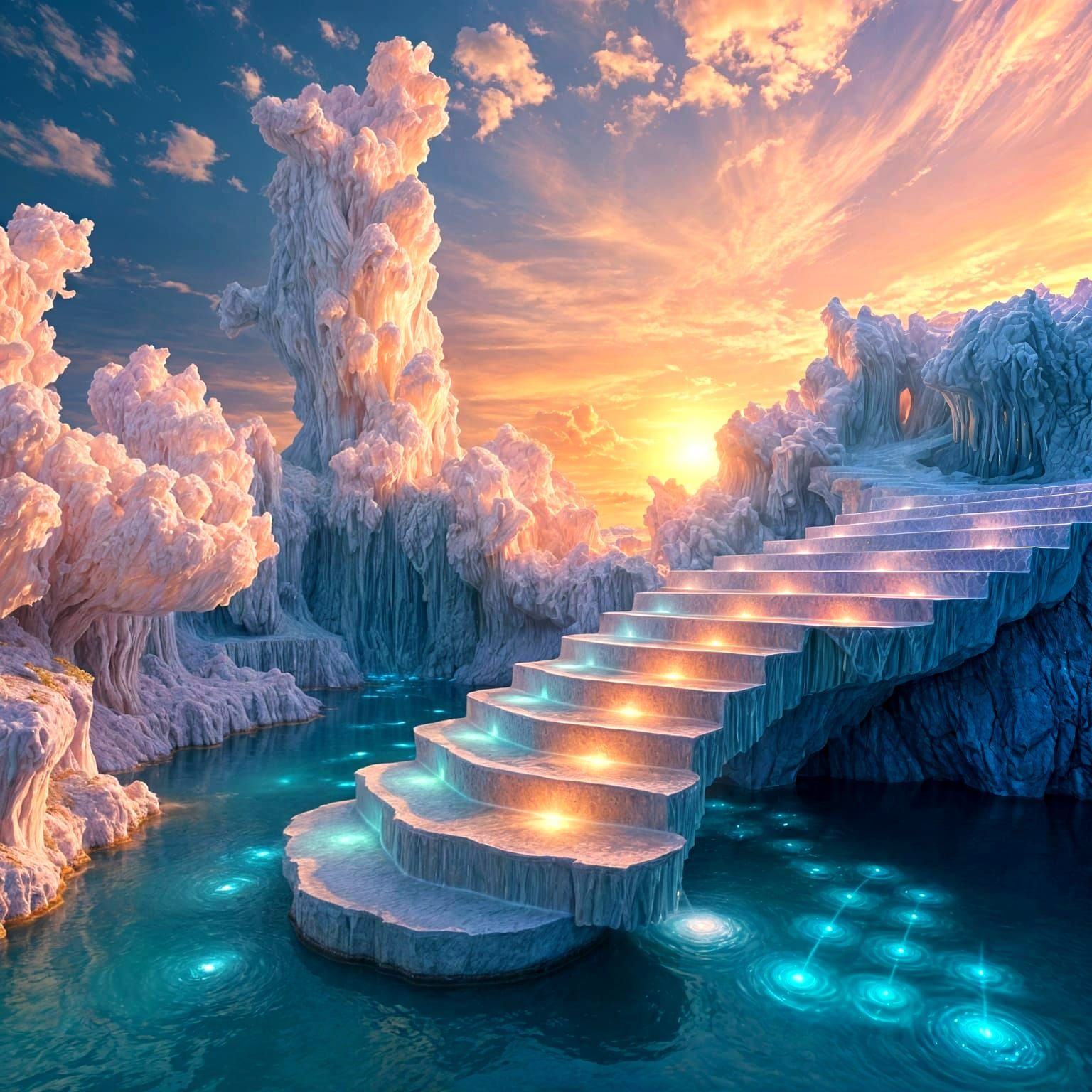 Surreal Waterfall Dreamscape in Vibrant Color