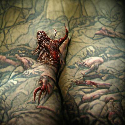 Vintage Butcher Horror Tattoo in Doré Style