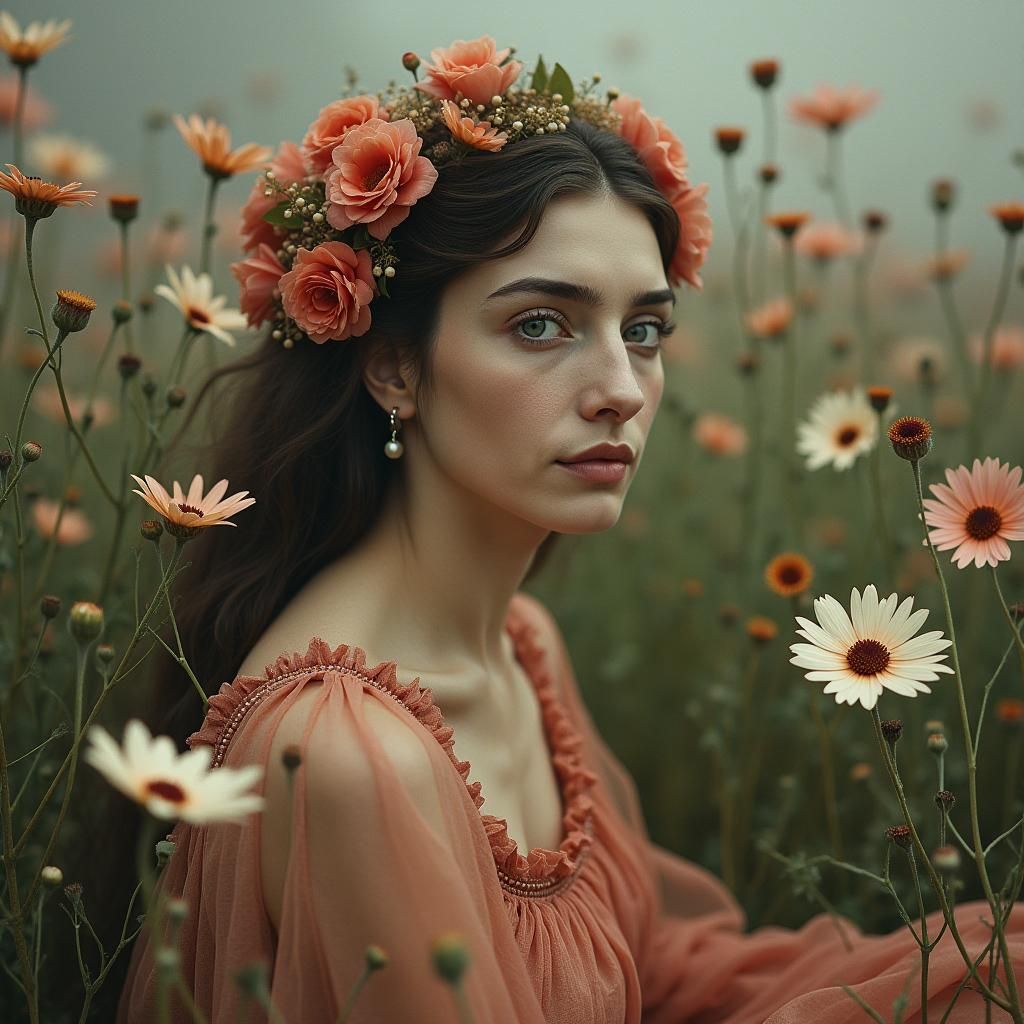 Woman in Moon Garden, Surrealist Dreamscape