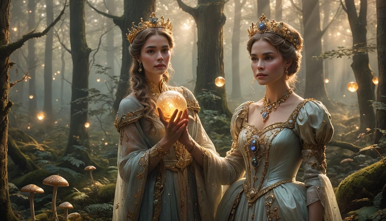 Queen Receives Orb in Enchanted Forest