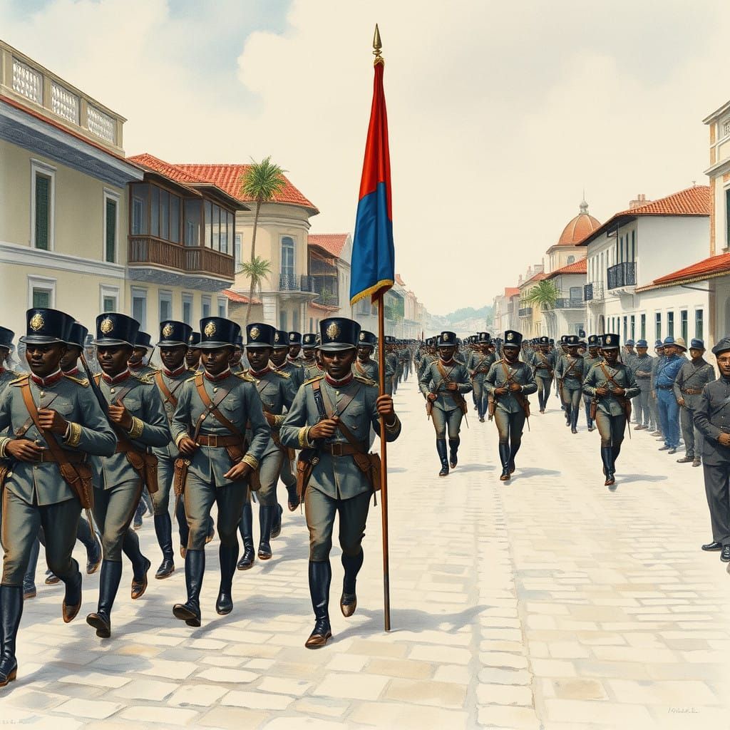 Historic Black Soldiers March in 19th Century Caribbean City