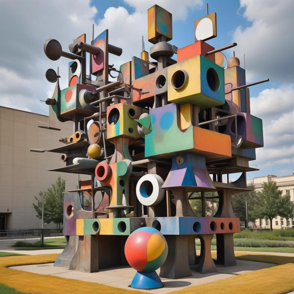 Abstract Sculpture: City of Chaos in Rainbow Colors