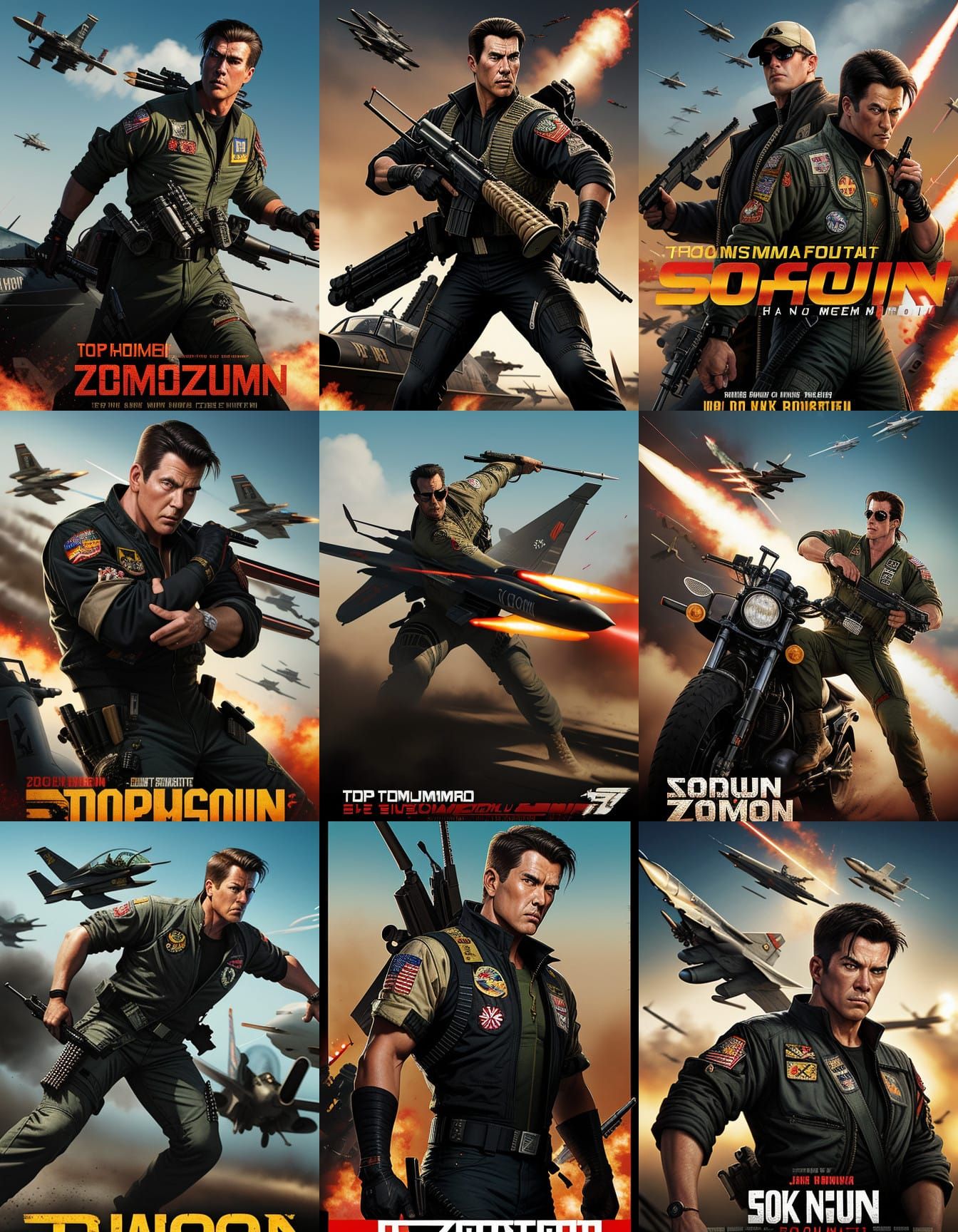 Apocalyptic Aviation Samurai Movie Poster in Maximalist Styl...