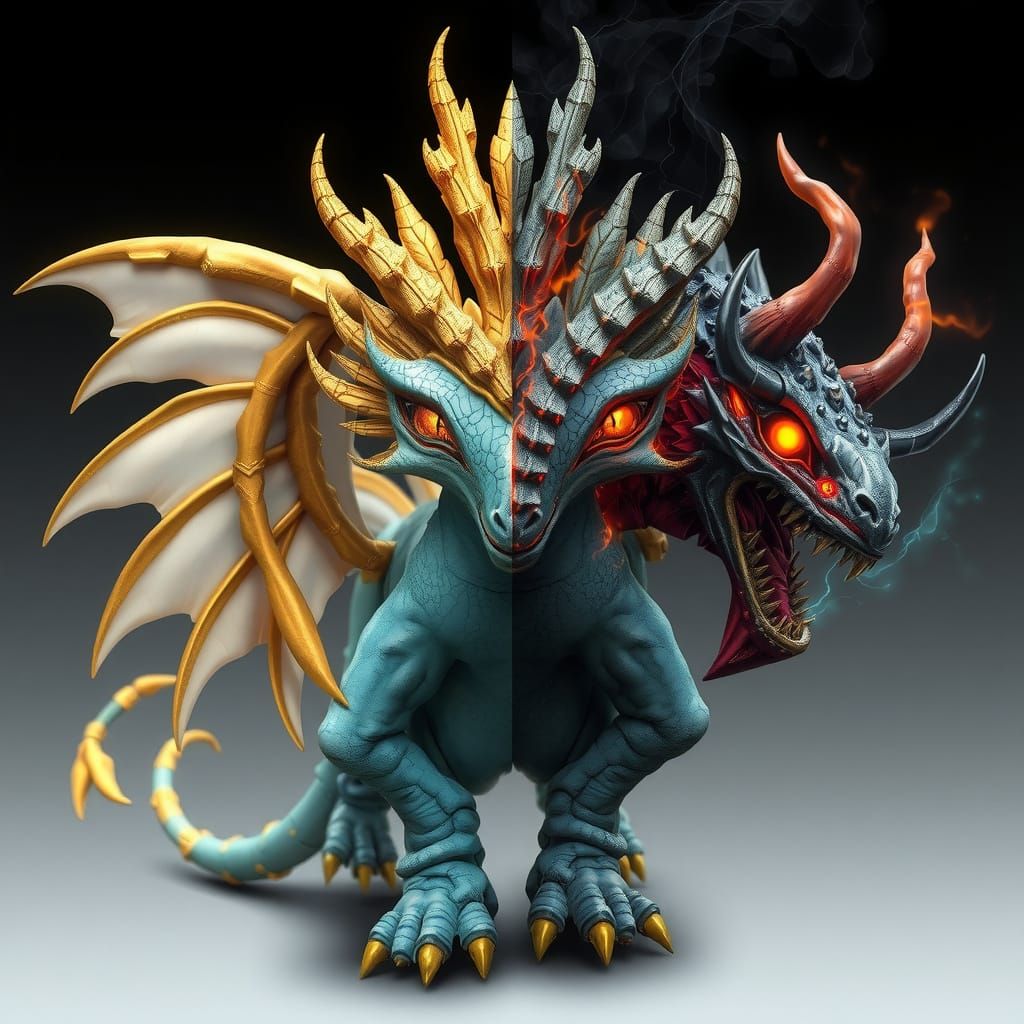 Harmonious Halves: A Fantastical Creature in Digital Paintin...