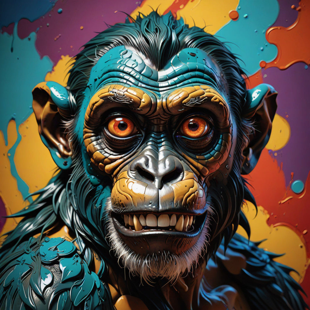Hyperrealistic, Surreal Wacky Monkey Concept Art