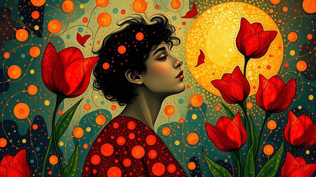 Whimsical Goddess in Vibrant Floral Splendor