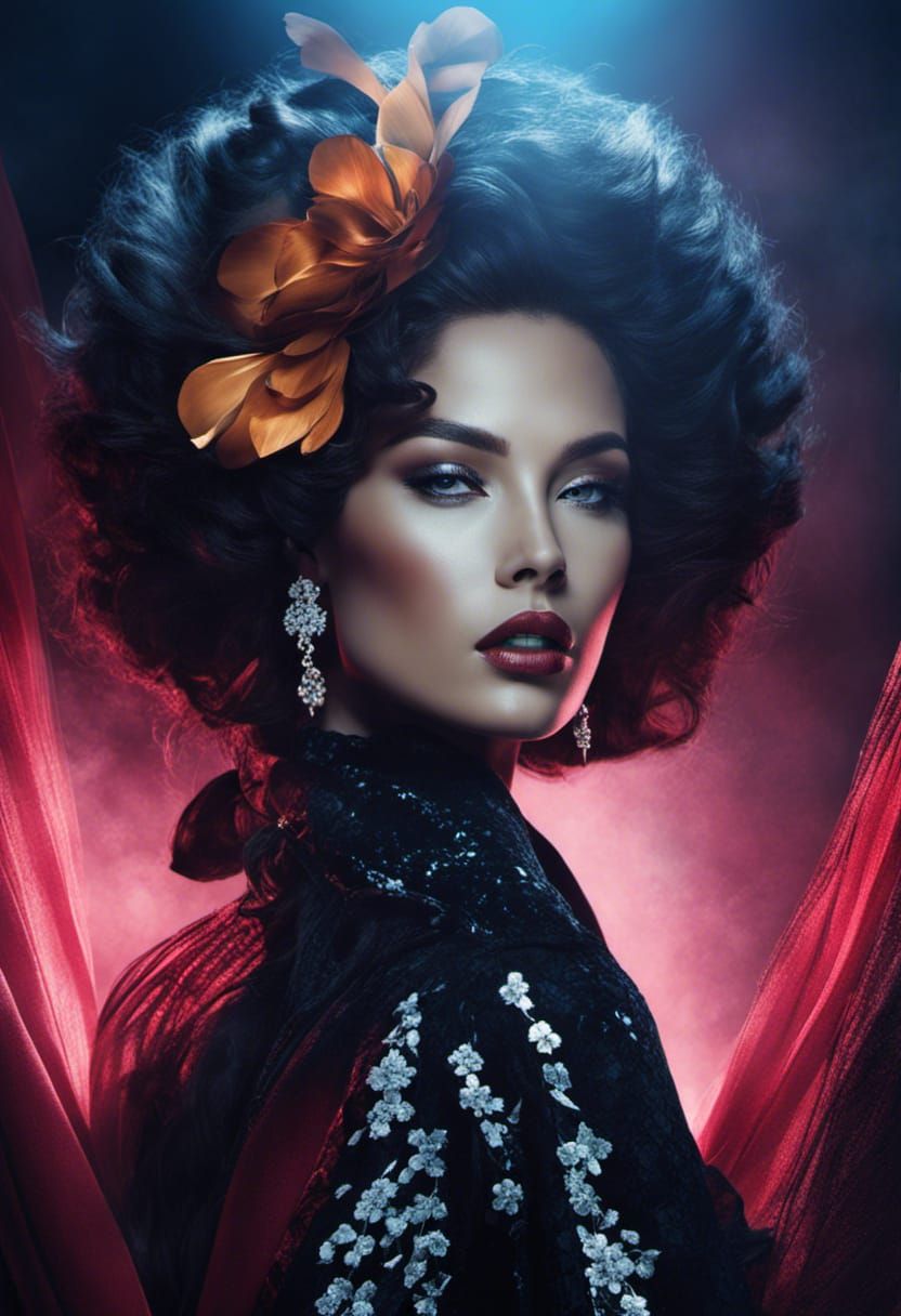 Elegant High-Fashion Portrait of Alluring Woman