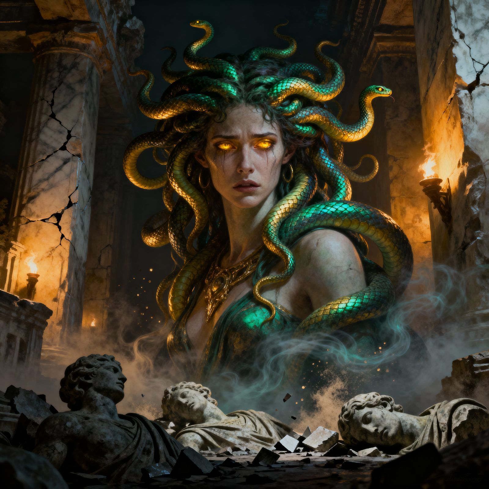Medusa: Fierce Gorgon Portrait in Mythic Fantasy Realism