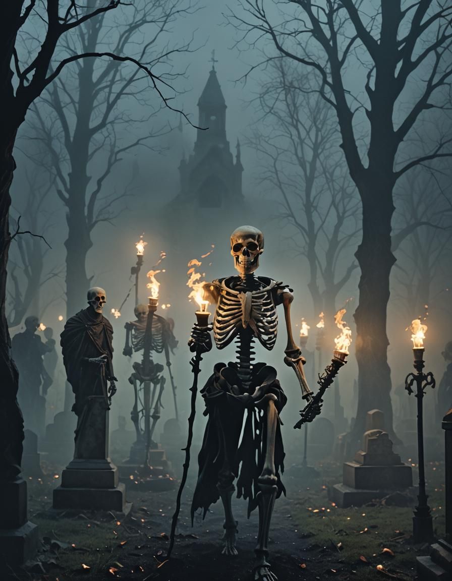 Skeleton Army in Cemetery, Gothic Romanticism