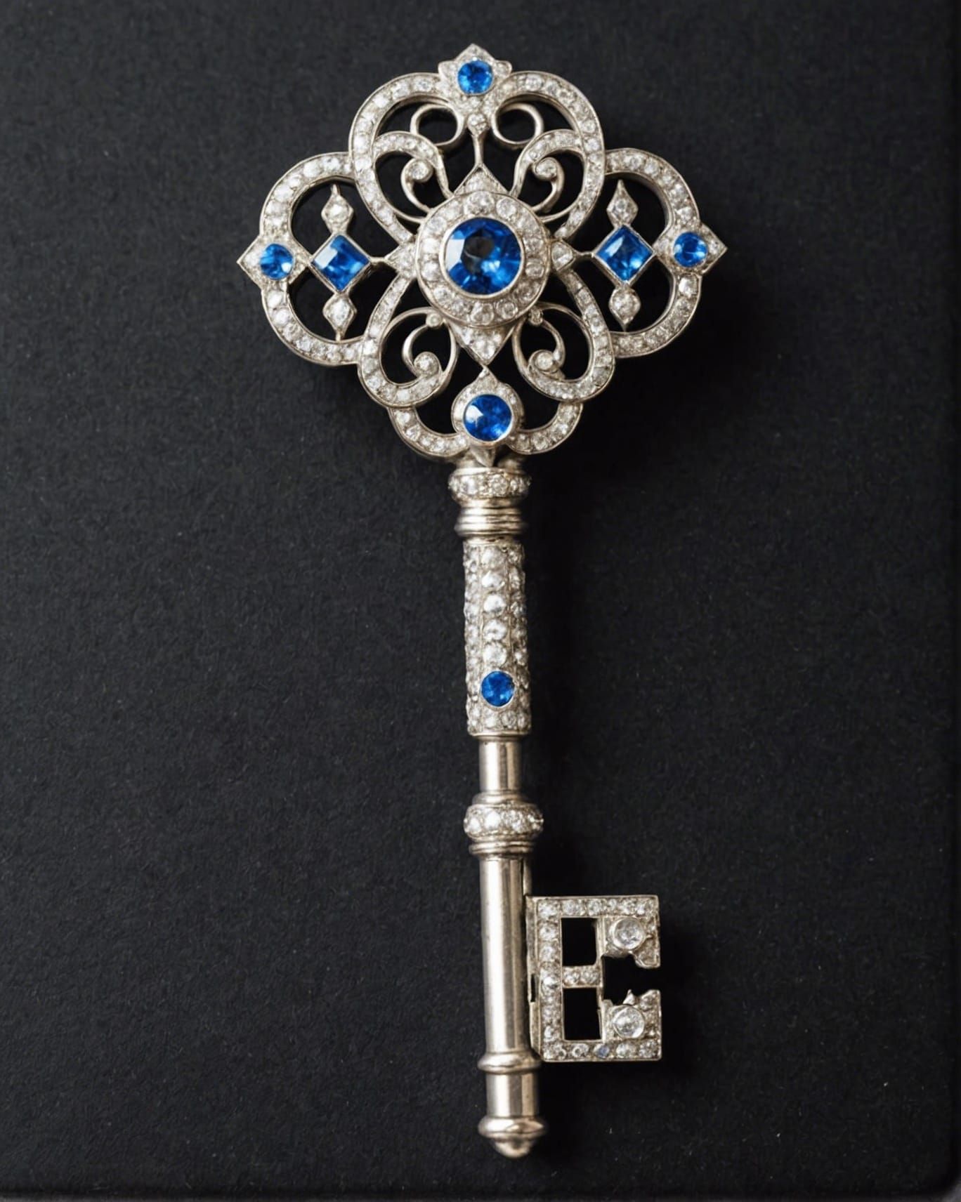 silver key encrusted with jewels