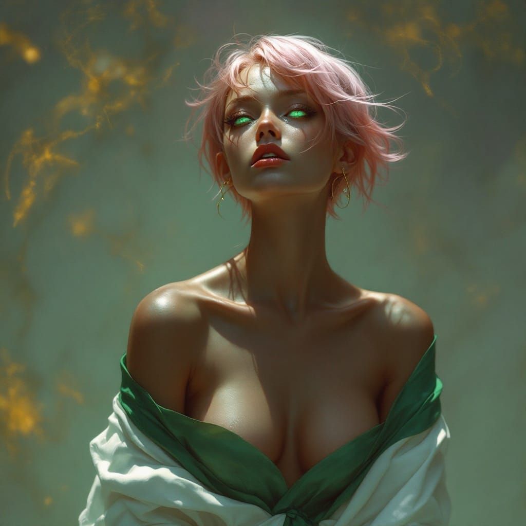 Ethereal Drow Goddess in Golden Radiance