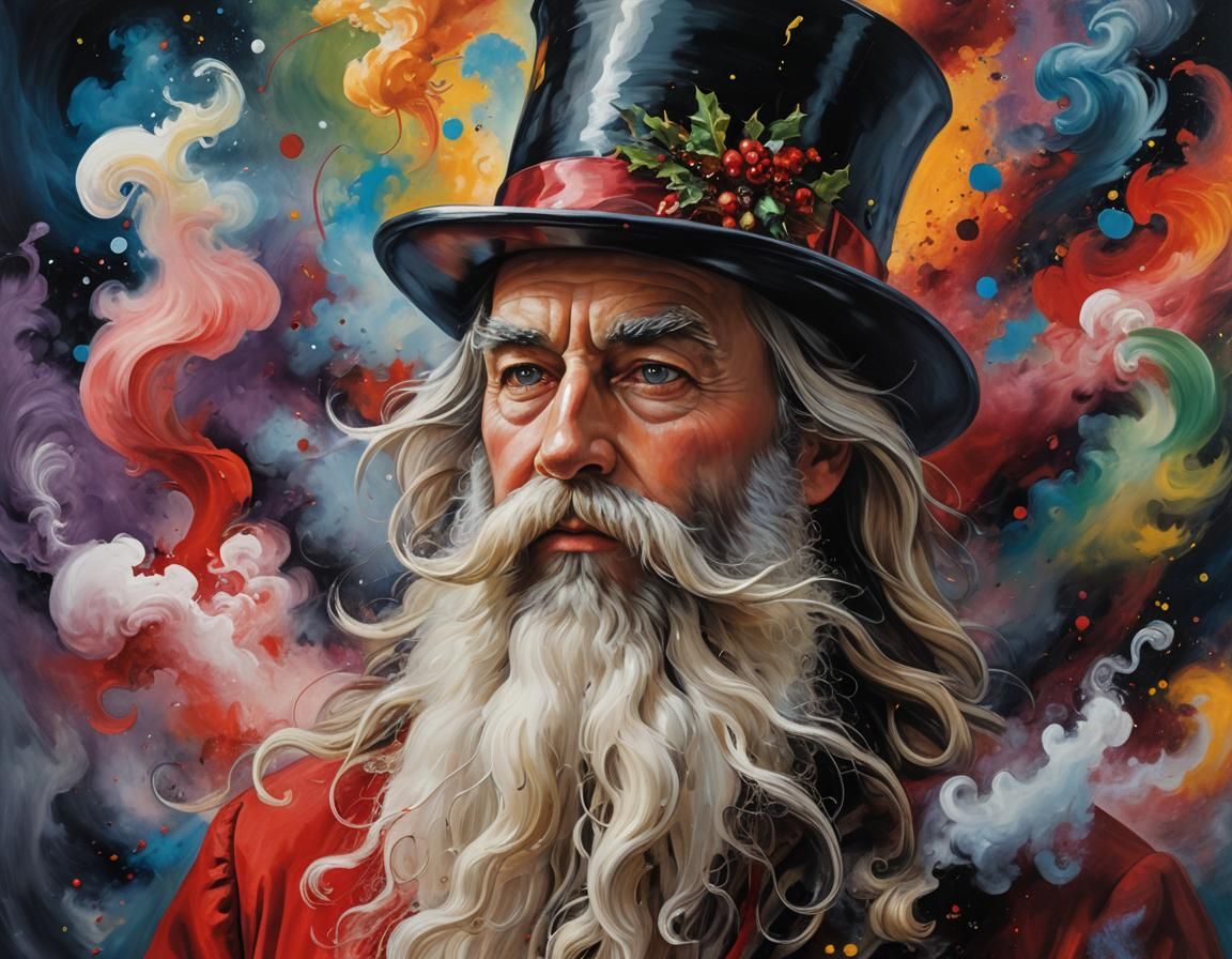 Victorian Santa in Neo-Expressionist Oil Painting