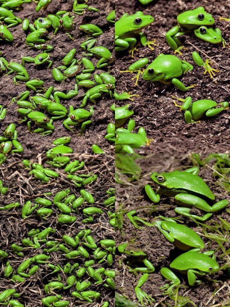Giant Dart Frog Composed of Thousands of Smaller Frogs