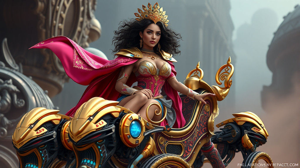 Brazilian Woman Rides Robot Chariot in Anime Style