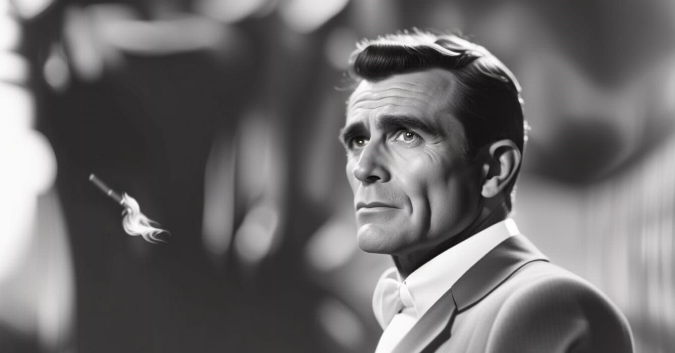 Rod Serling Smoking: Cinematic Portrait in 8k