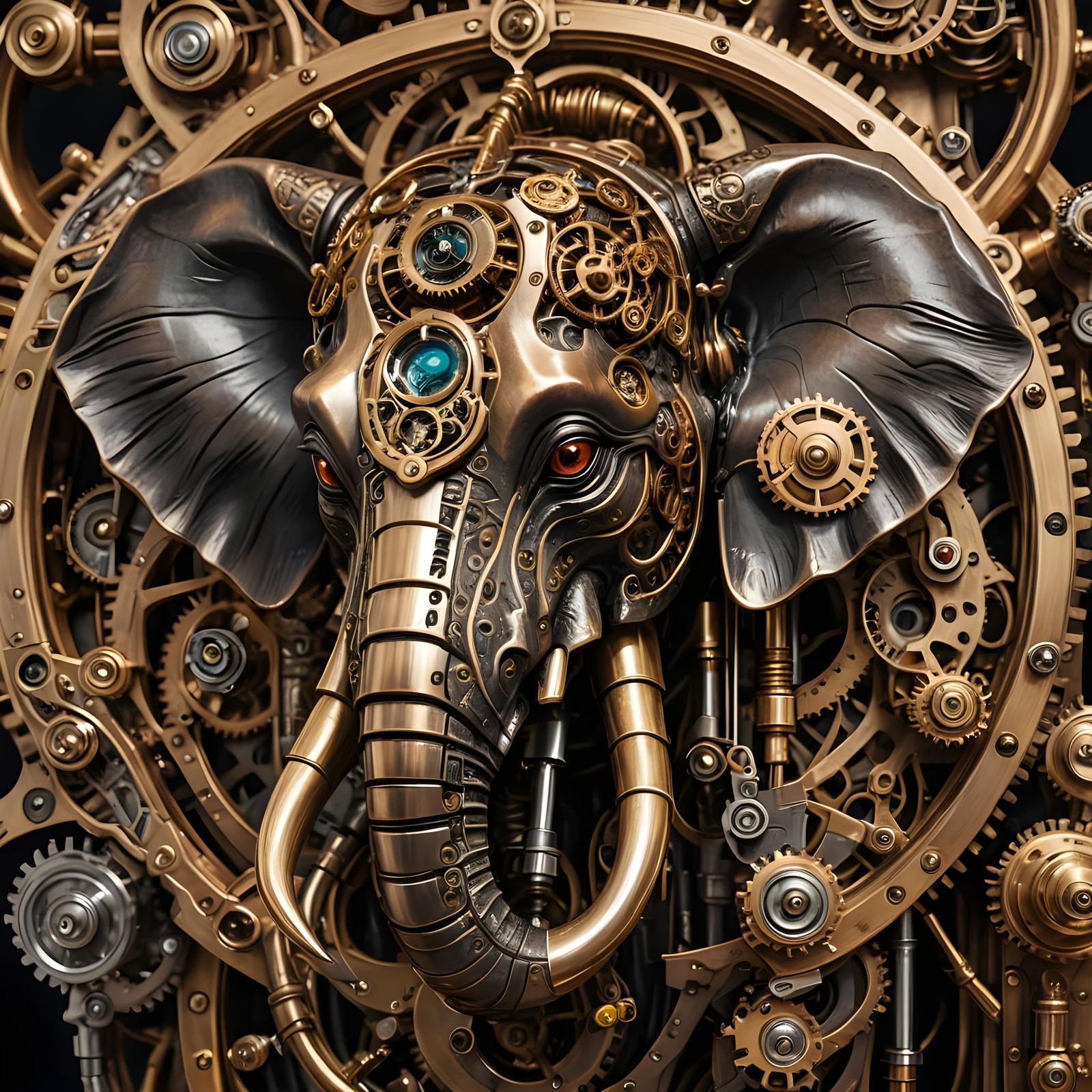 Biomechanical Steampunk Elephant Clockwork Creation