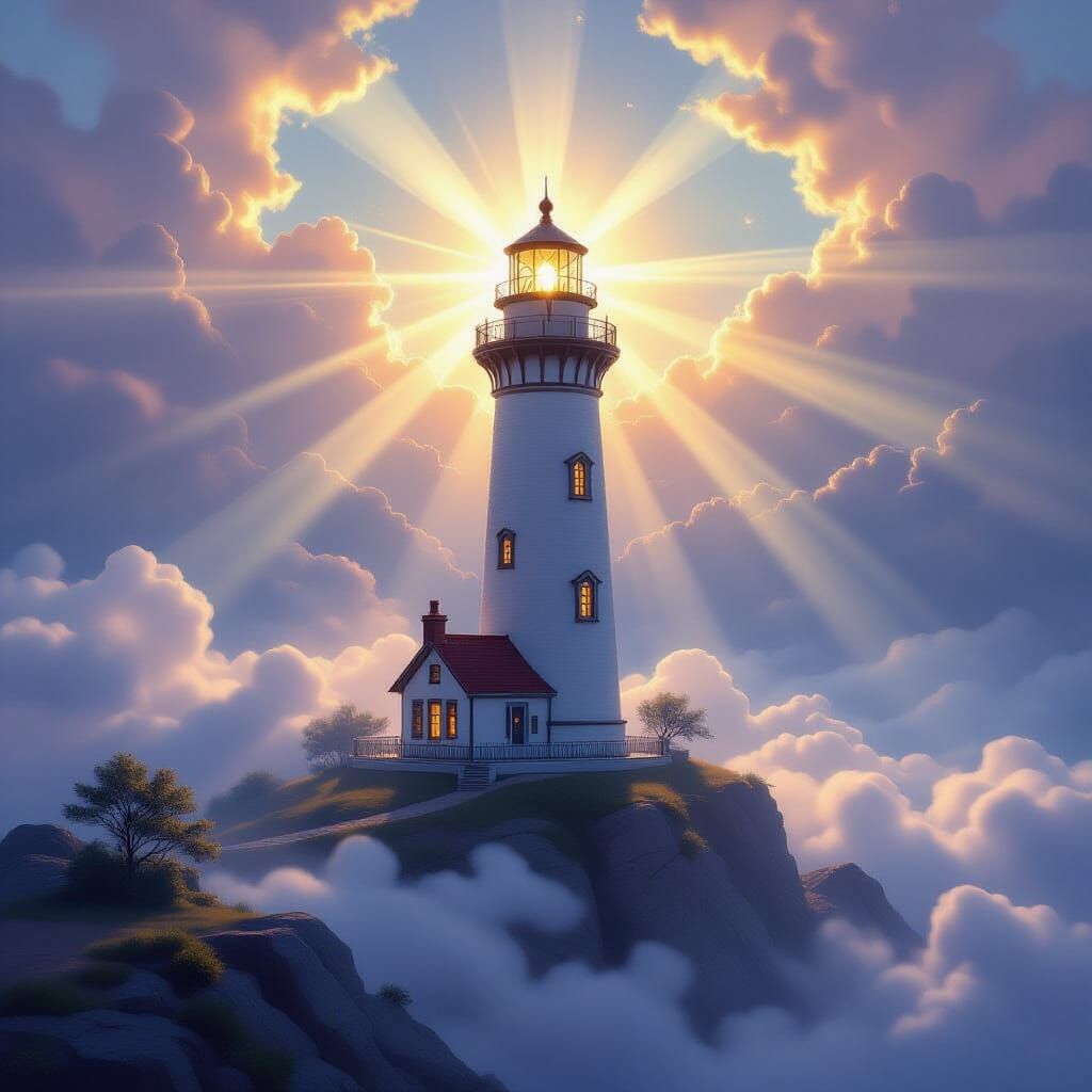 Cosmic Lighthouse in Divine Sunshine