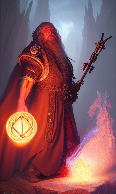 Human Wizard Casting Magic Missile in Matte Painting