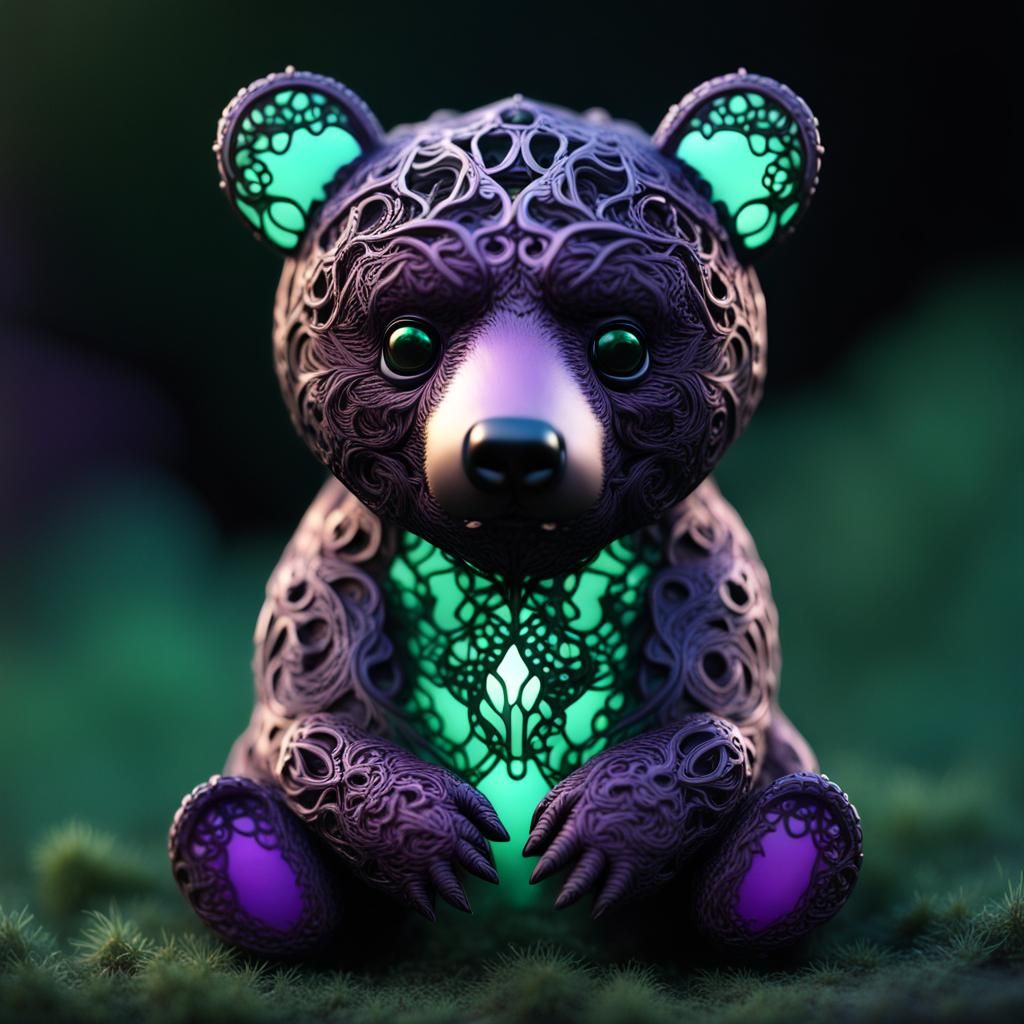 Bioluminescent Lace Grizzly Cub in 3D