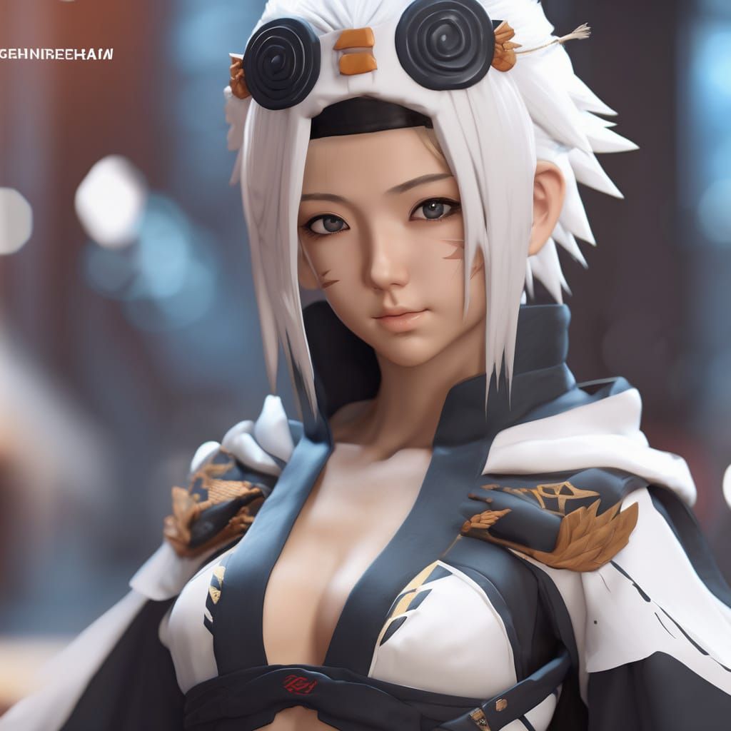Anime Woman in Naruto Costume: 3D Rendered Concept Art