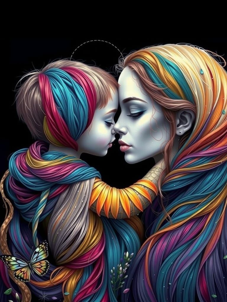 Surreal Floral Portrait with Orange Accents