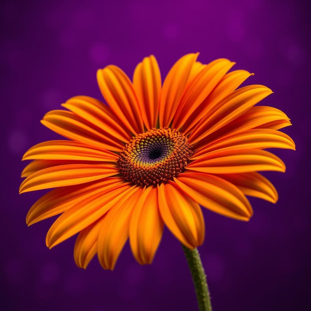Vibrant Orange Daisy in Bold Digital Art Style