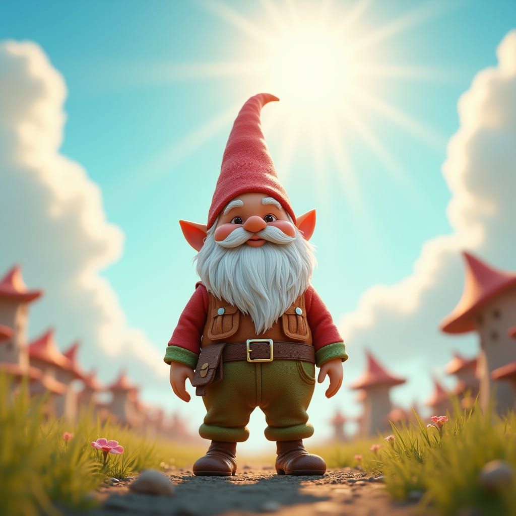 Heroic Gnome in Vibrant 3D Landscape