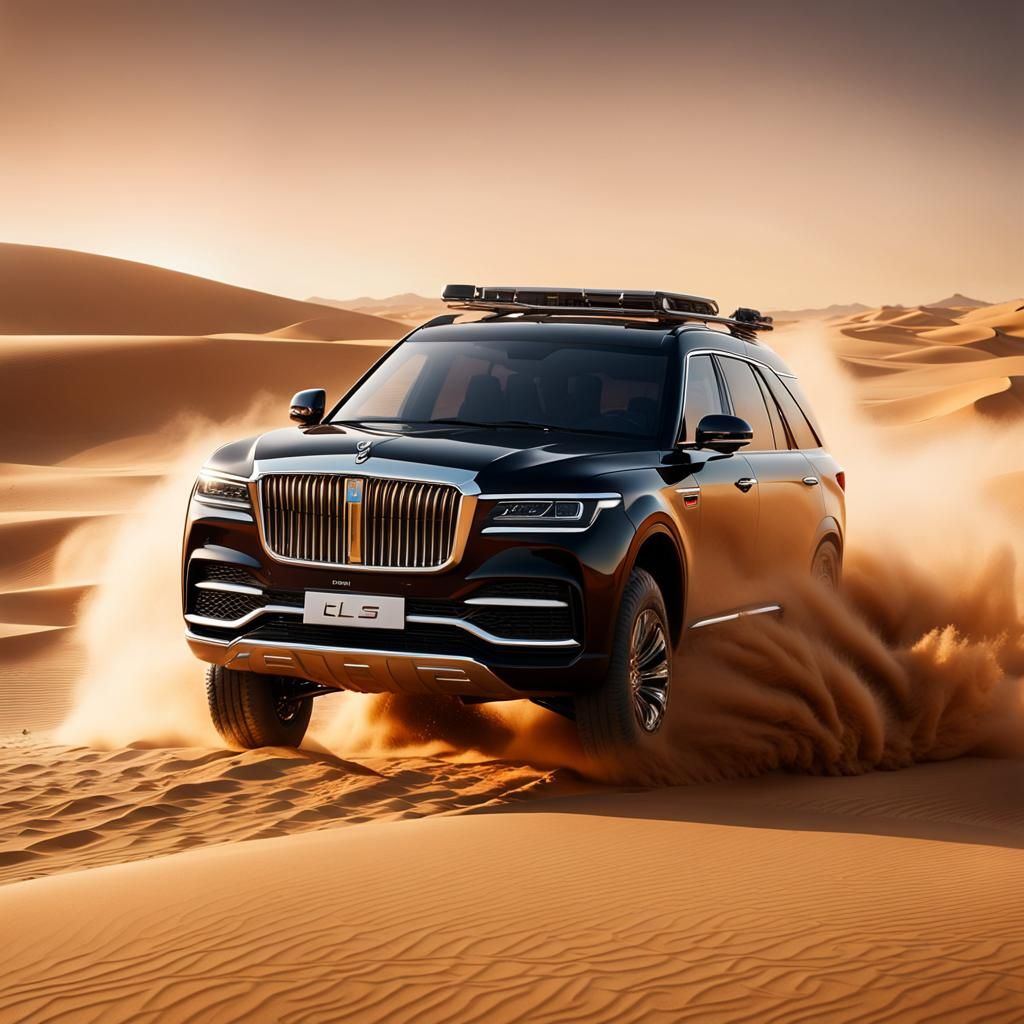 Black SUV Speeds Through Desert Sunset: 8K Render