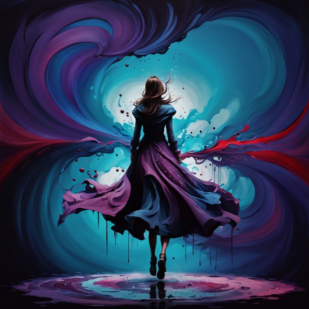 Psychedelic Portrait in Plum, Aquamarine, and Cranberry