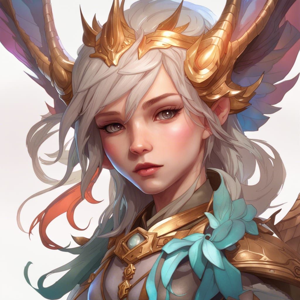 Chibi Seraphim Dragon Portrait in Hyperdetailed Style