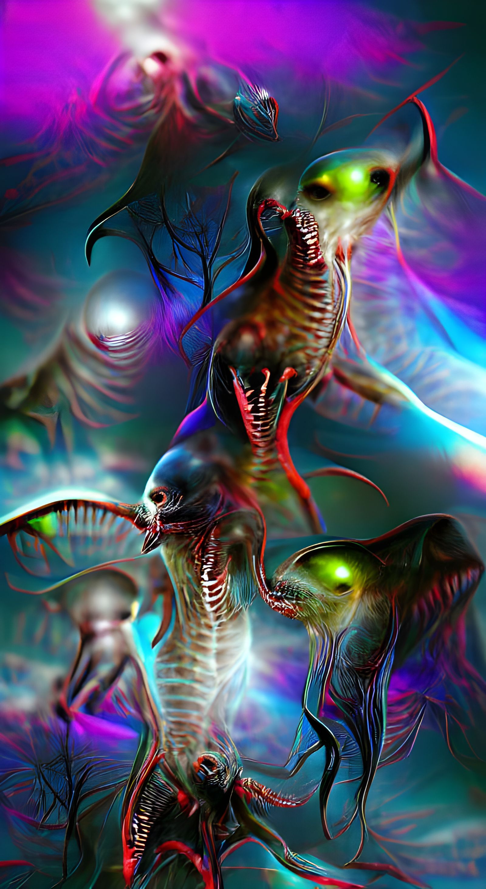 Terrifying Vampire Xenomorph Mutation in Psychedelic Alien U...