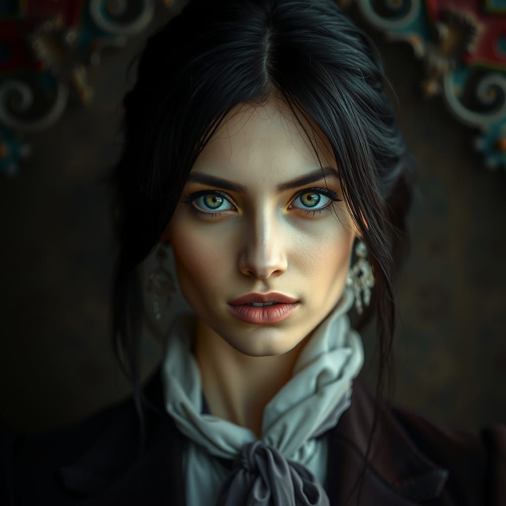 Striking Portrait of a Russian Woman in Hyperrealism