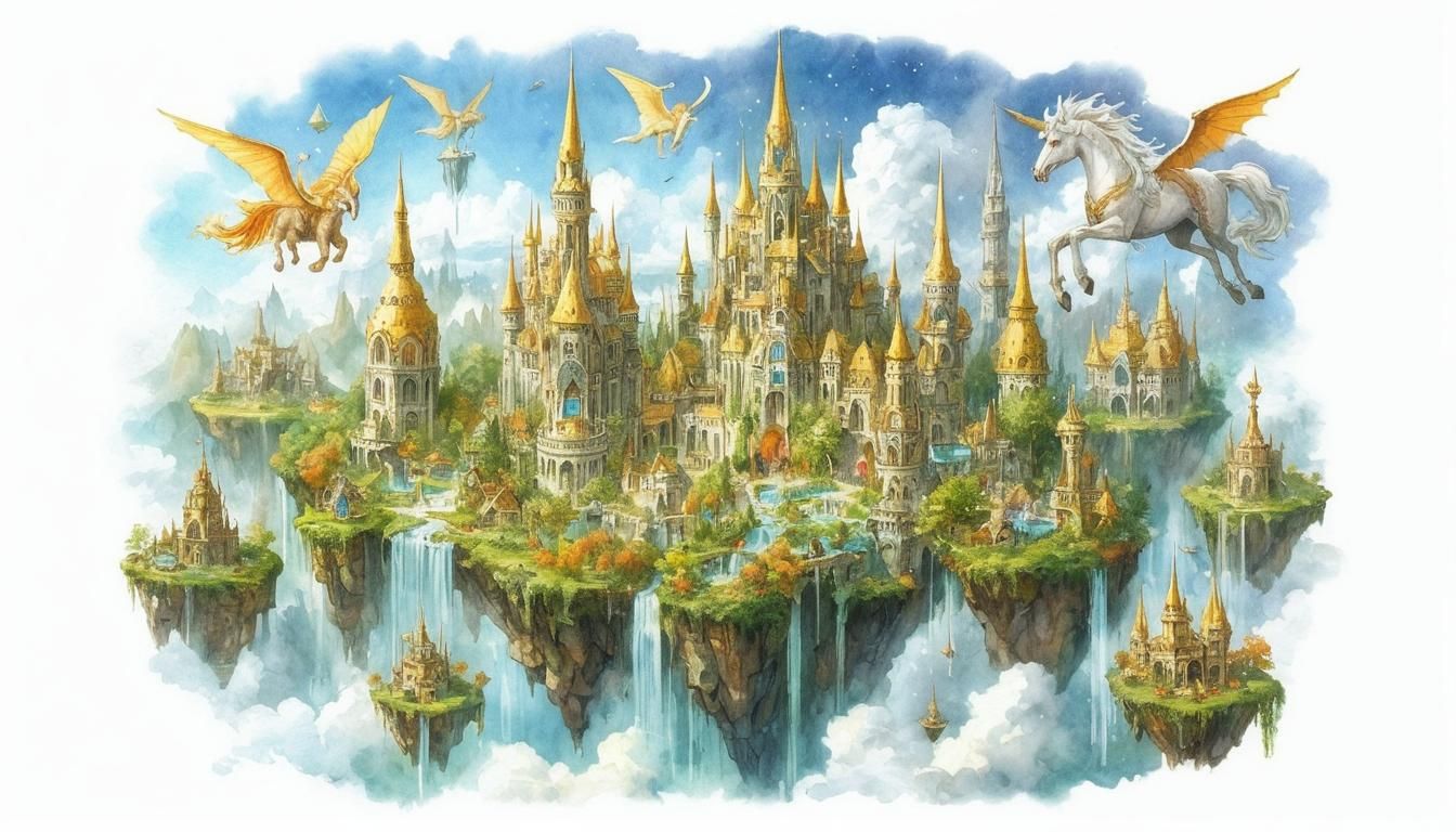 Elysium: Watercolor Landscape with Mythological Creatures