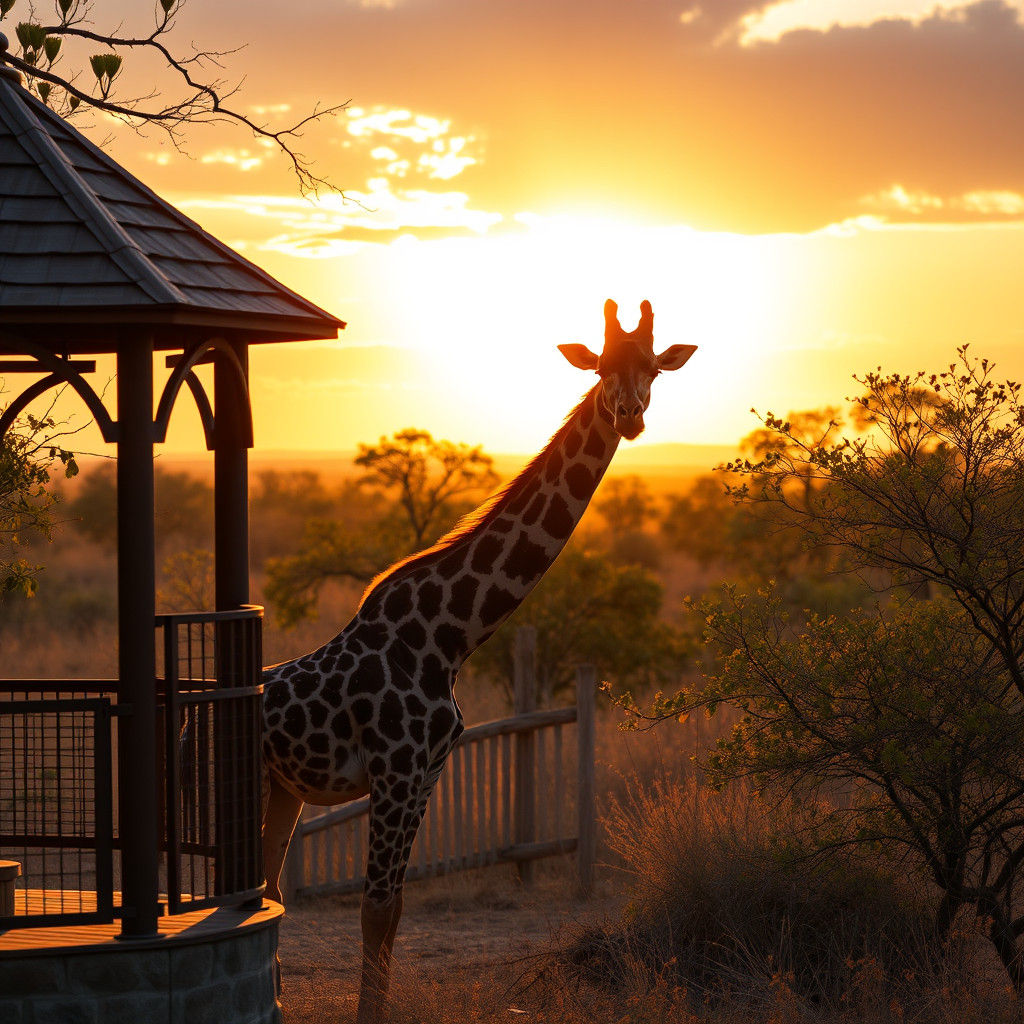 Giraffe at Golden Hour on the Savannah