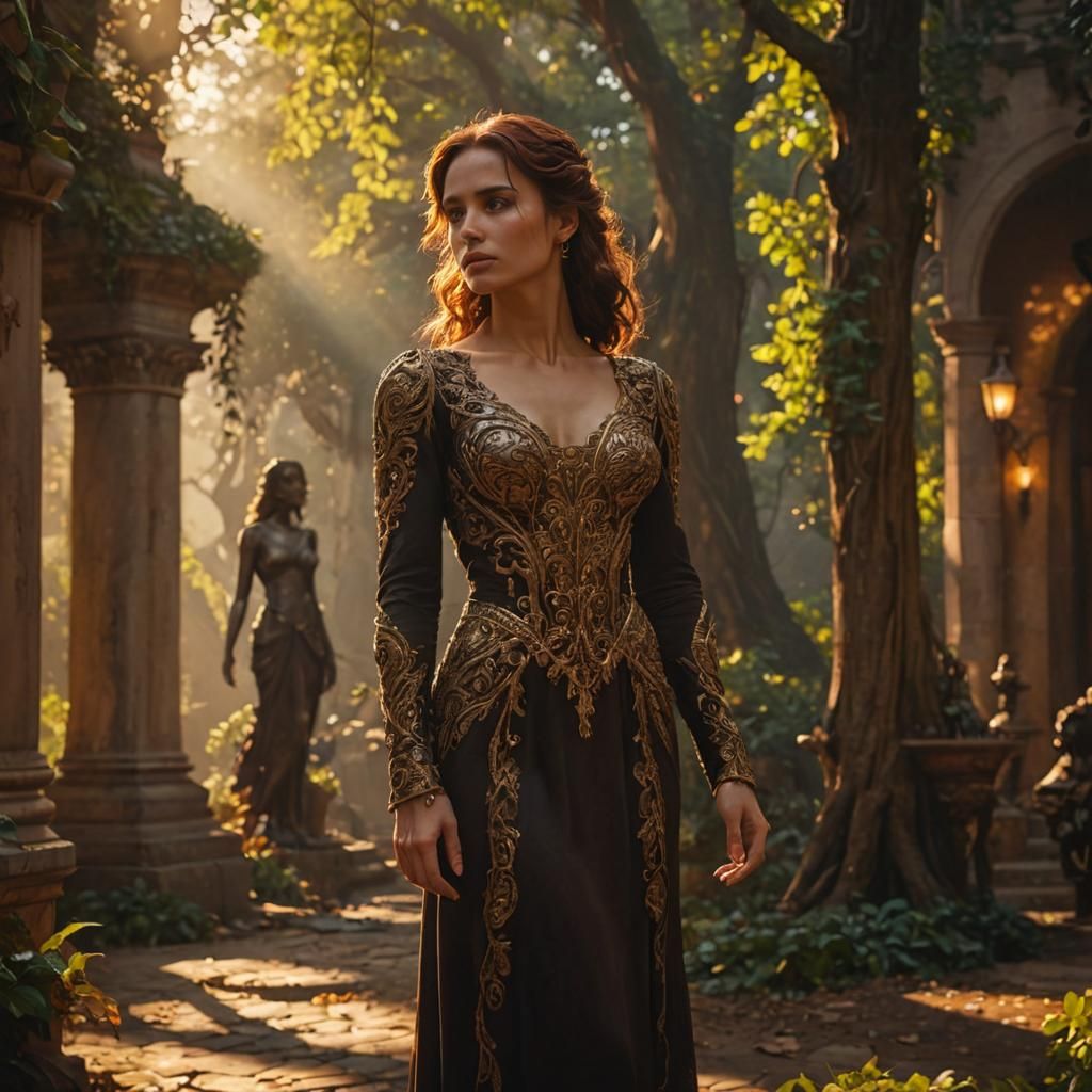 Woman with Chestnut Hair in Golden Hour